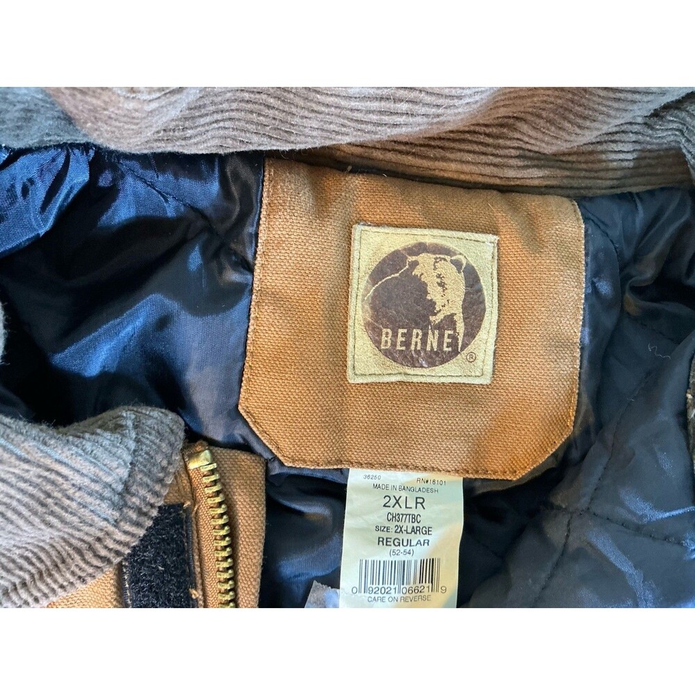 BERNE Workwear Chore Jacket Brown XXL Heavy Insulated Canvas Quilted